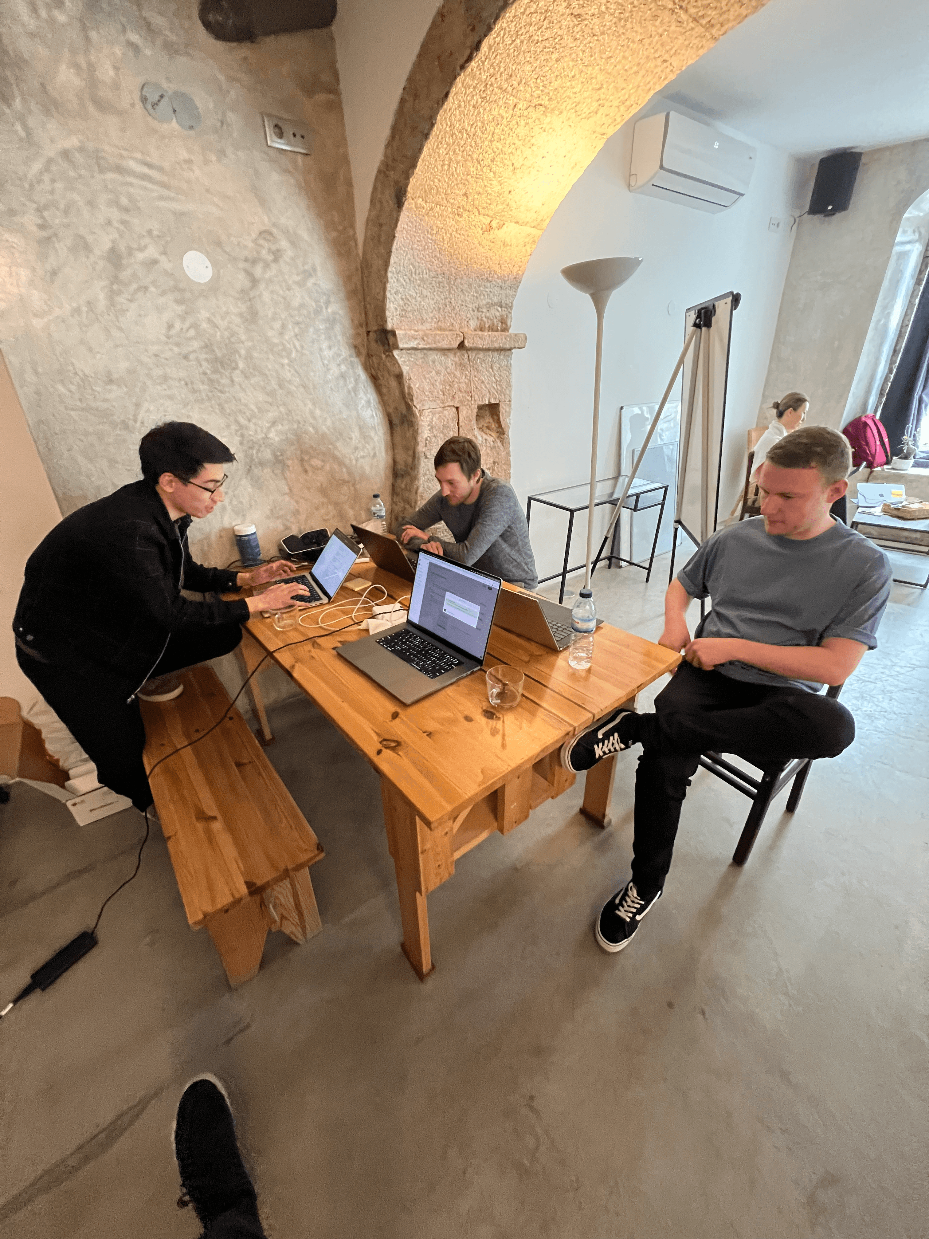 The hackathon team hard at work building stellate check