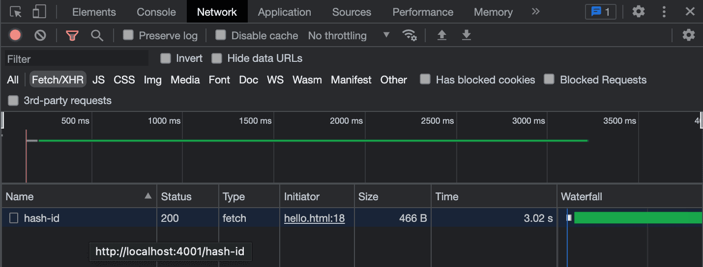 466 bytes returned from the network request